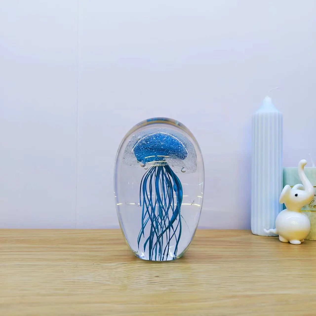 Creative jellyfish handmade murano glass ball wave ball paperweight ornaments small gifts artist series crystal glass ornaments