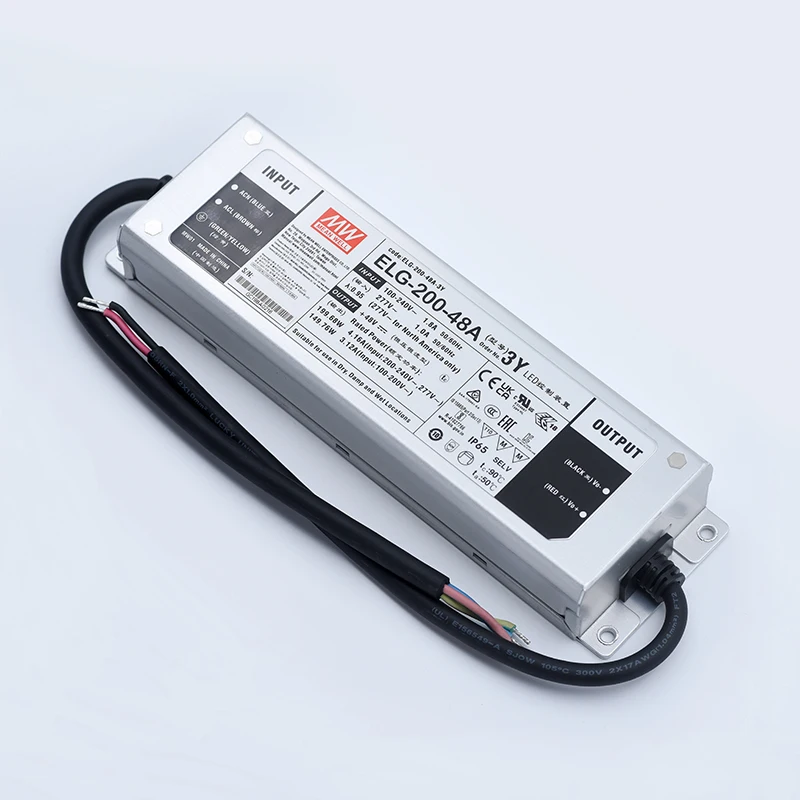 MeanWell ELG-200-48A-3Y 48V 4.16A 200W светодиоидная лампа с регулируемой яркостью IP67 бренд Mean Well представляет LED светодиодный драйвер для прожектор полосы