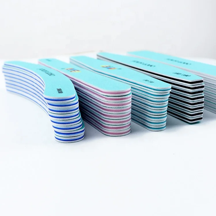 ZIRI фабрика поставляет Одноразовые маникюрные инструменты синяя наждачная бумага прямоугольник алмаз банан Halfmoon красочные наждачные доски пилка для ногтей