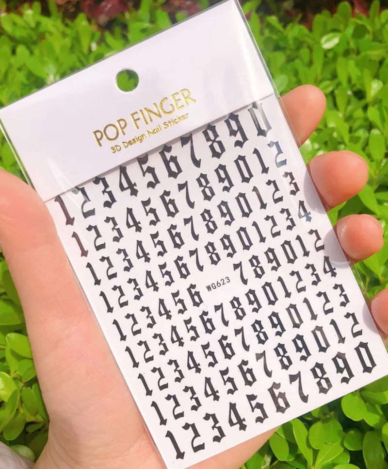 Hot Selling Fashion Brand New Colorful Arabic 3D Number Letter Nail Decal Sticker Nail Art Stickers For Nail Art Decoration