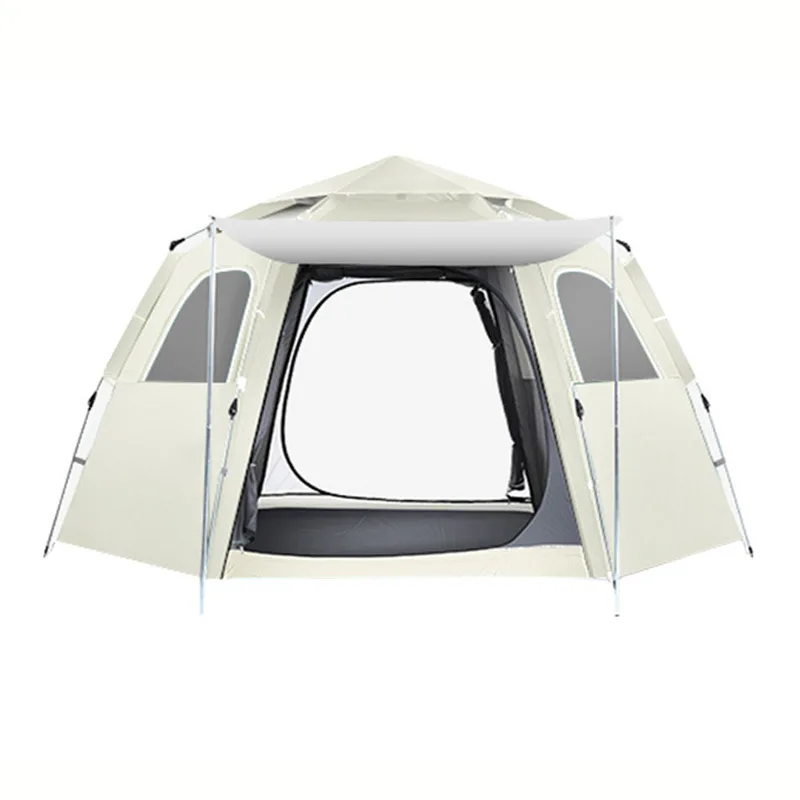 CLM Polyester Waterproof Glamping Outdoor Camping Beach Automatic Quick Open Hexagonal Family Tent