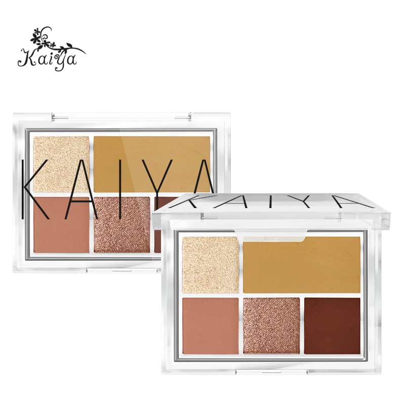 OEM Clear 5 Color Sweatproof Shimmer Eyeshadows Earth Tone Matte Eye Shadow Highly Pigmented Creamy Makeup Eyeshadow Palette