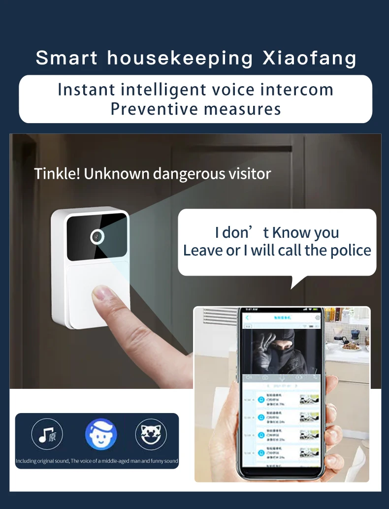 video Smart WiFi  Dingdong wireless with camera intercom Wireless Ring Doorbell