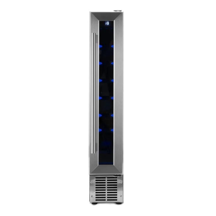 Slim 9 bottle mini wine cooler Fridge rcellar with glass door led wine and beverage coolers wine storage with fan cooling system