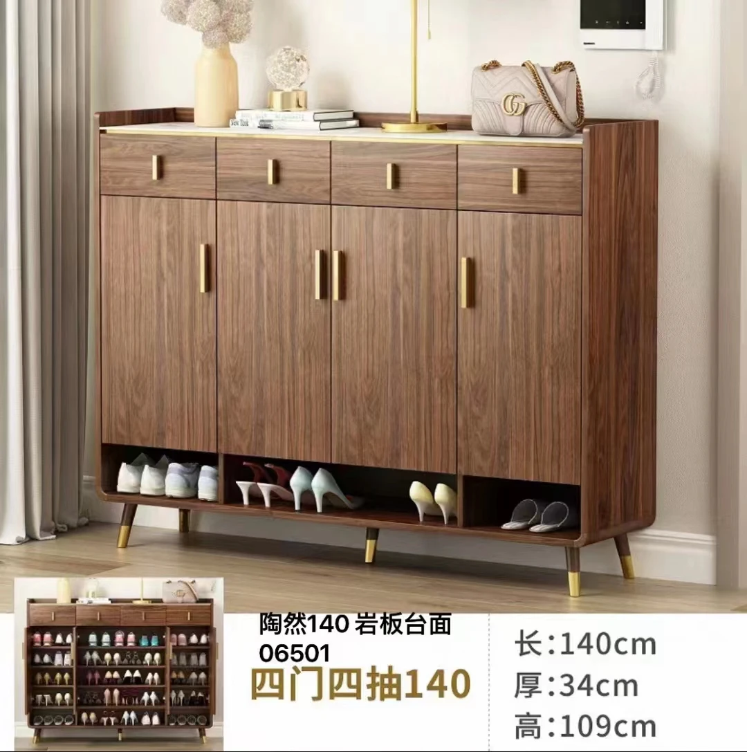 Customized Wood Modern Luxury Entryway Wooden Shoe Cabinet Storage Furniture