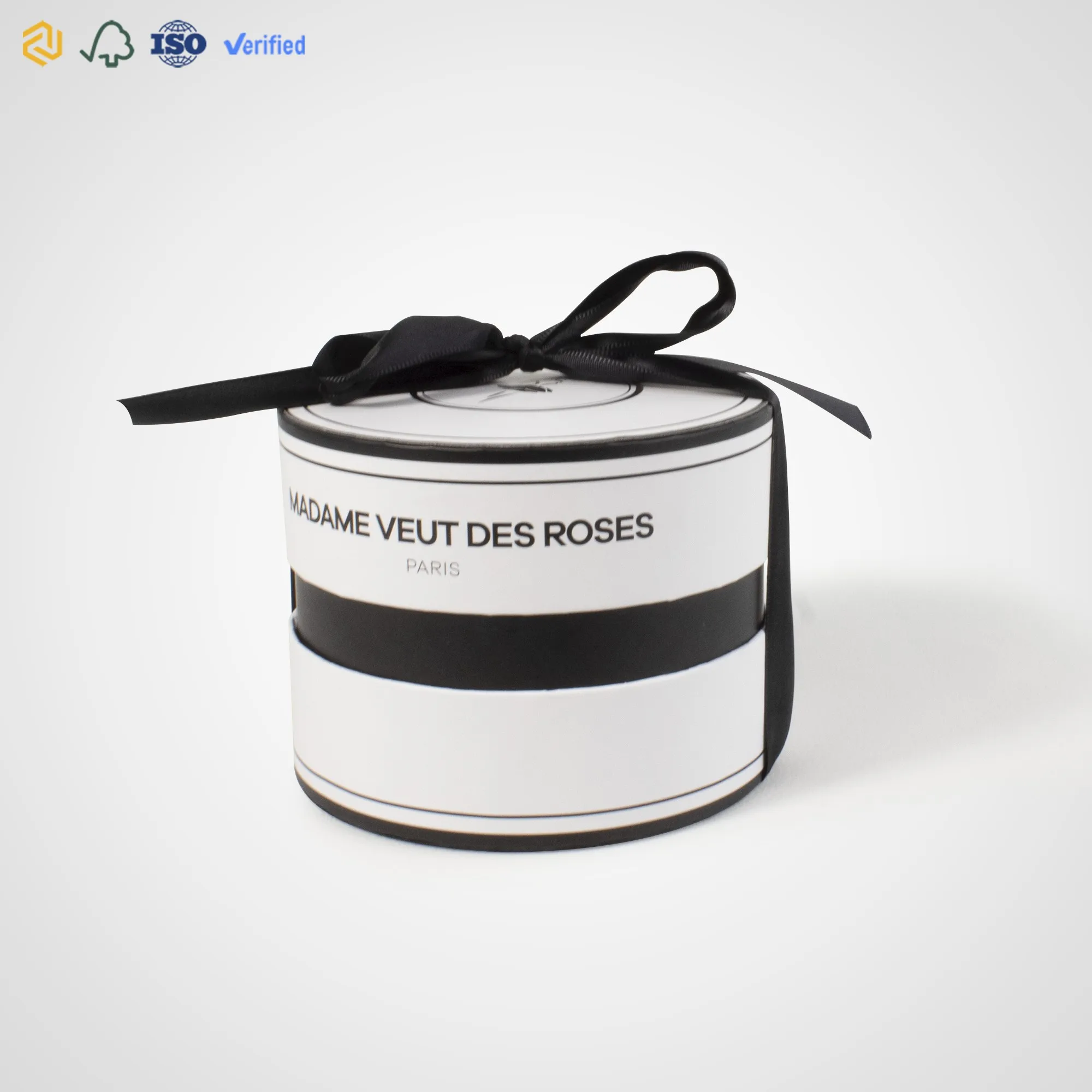 Wholesaling cylinder ribbon decorative round tube cardboard Christmas gift box