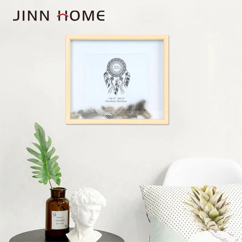 Jinn Home Natural Wood Wall Decoration Leaf picture wooden photo frame 2017 Hot sale 6-7-8-10 inch