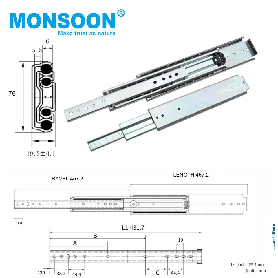 Промышленный ящик для инструментов направляющий стол из холоднокатаной стали скрытая телескопическая Трак полное расширение большой грузоподъемный выдвижной