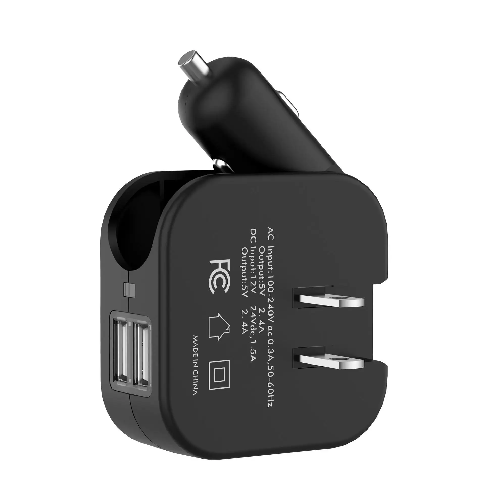 2 in 1 Car Travel Charger Adapter Foldable Plug Dual USB Combo Wall Car Charger for Galaxy HTC LG Pixel Kind