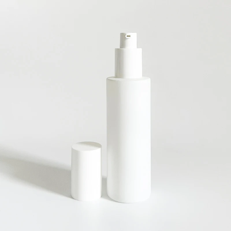 Matte white glass cosmetic set 30 ml 40 ml 60 ml 100 ml 120 ml spray pump lotion bottle cream jars