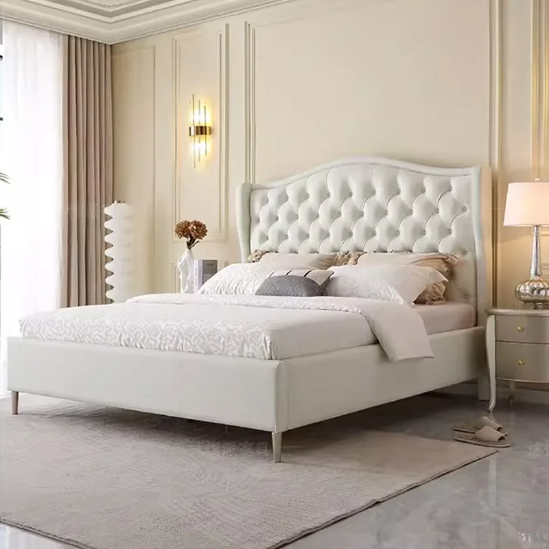 Customized Modern Wood Lit Complet 180x200 Avec Placard Classic Leather Bedroom Furniture Set King Size Luxury Bed Frame