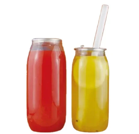 Packaging Plastic Pop Can 500 Ml Transparent Pet Beverage Can With Aluminum Ring Pull Cap