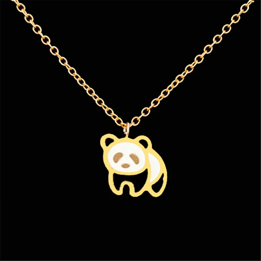 Popular Cute Chinese Panda Pendant Necklace Lover Necklace Stainless Steel Accessories
