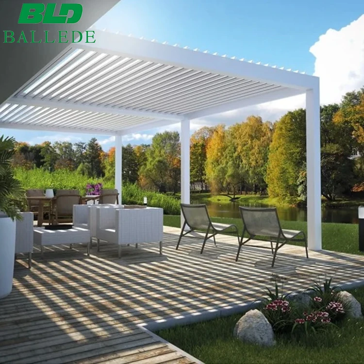 USA In stock Steel Roof 1 MOQ 10 x 13 ft outdoor Gazebo Aluminum Frame louvered Pergola for garden