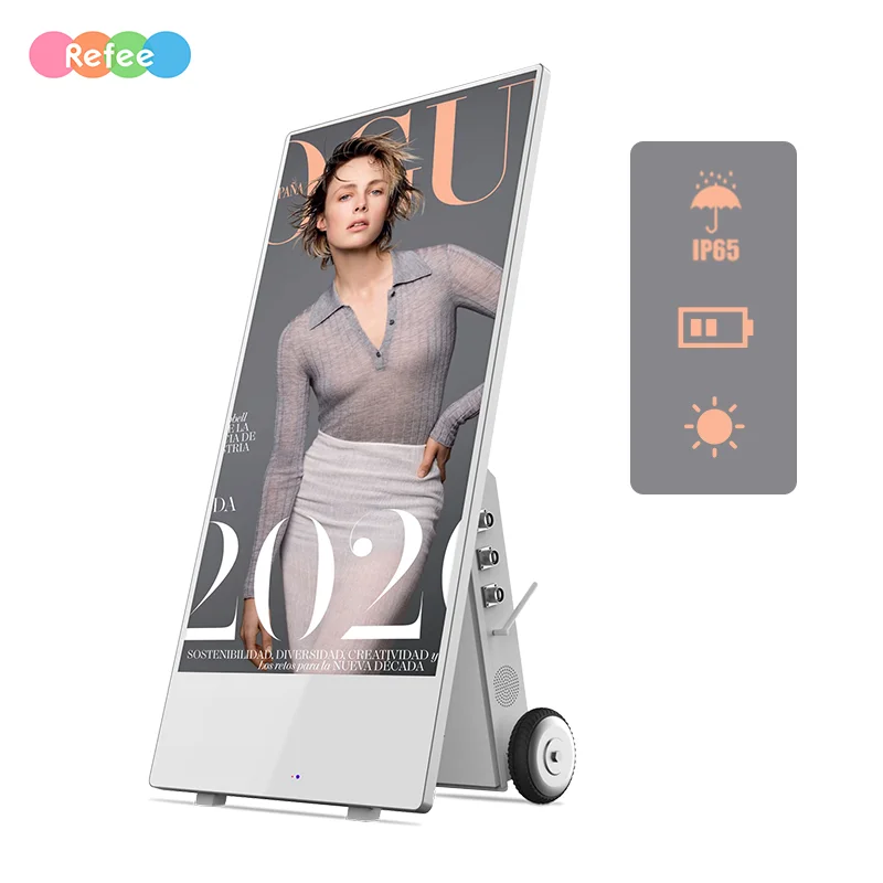 Outdoor Waterproof Standalone Foldable Portable Advertising Touch Battery Powered Digital Signage Lcd Poster Screen Display