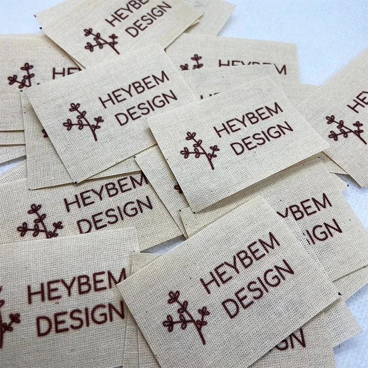 Organic Cotton Fabric Clothing Garment Silk Screen Cotton Printed Woven Tag Labels For Clothes