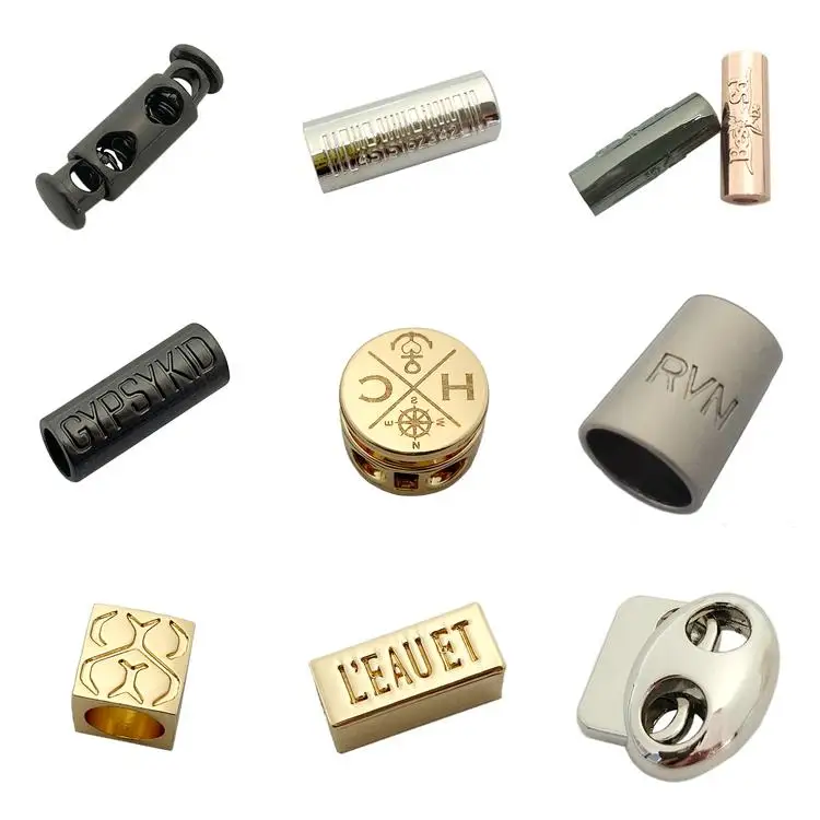 Newest leather draw end lock customized metal cord stopper with logo