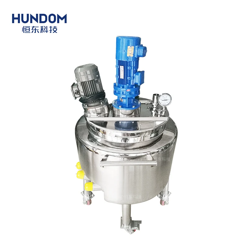 200L stainless steel jacket heat chemical mix machine with agitator face cream mixing tank