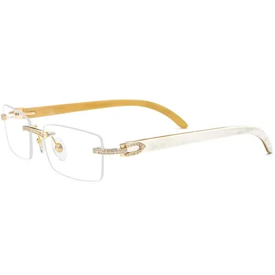 Horn glasses male 2020 square brand designer luxury diamond luxury gain rimless glasses frame female can be equipped with