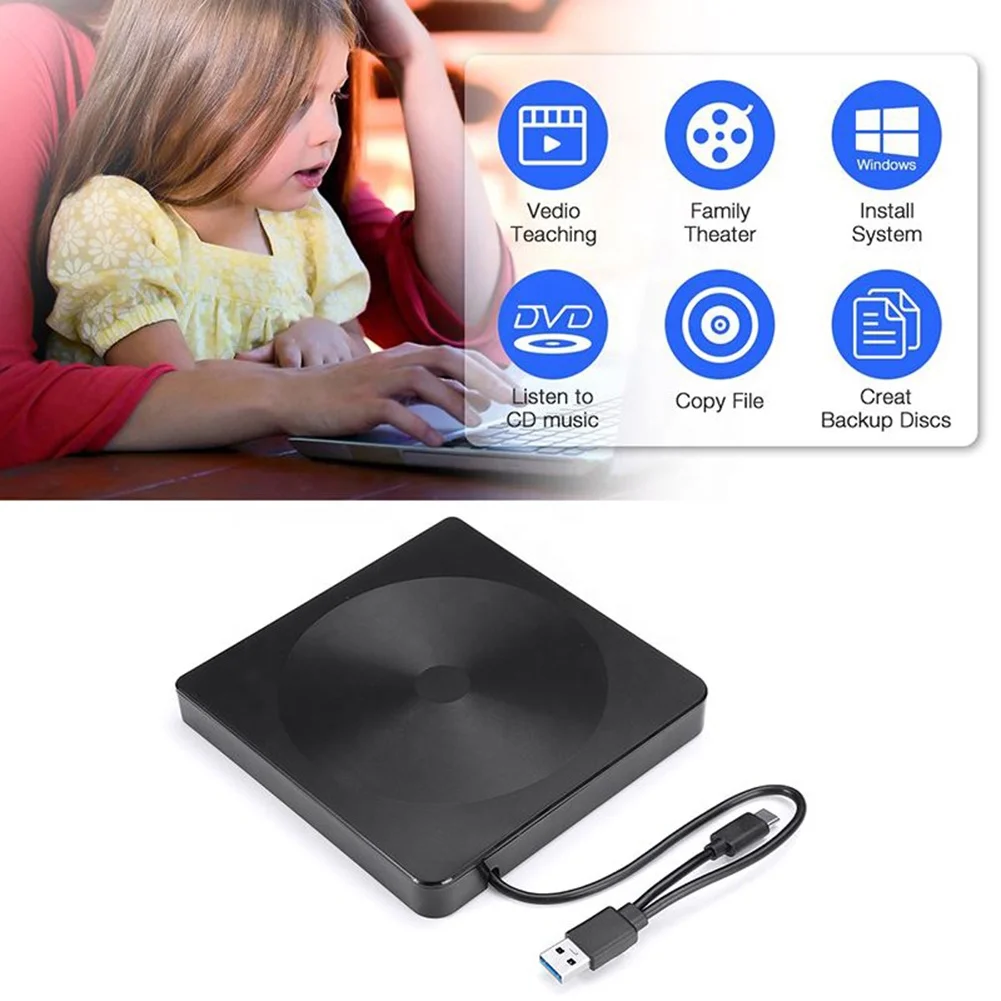 Внешний cd dvd привод для ноутбука ПК ноутбук usb 2 0 cdr записывающее