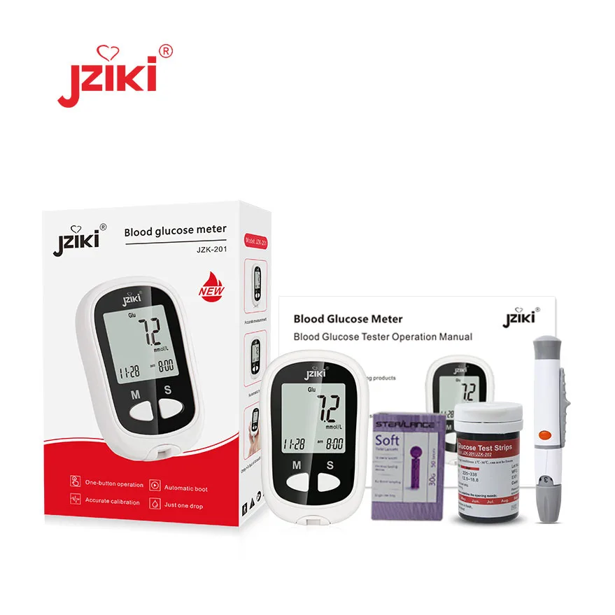 New wholesale Fast Test Blood Glucose Meter Kit for Diet with  Monitor and Strips 50pc with Lancets