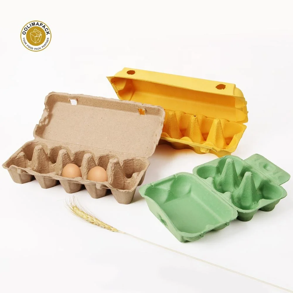 Eco-friendly colored useful pulp paper egg chicken 6/12 eggs box packaging for sale