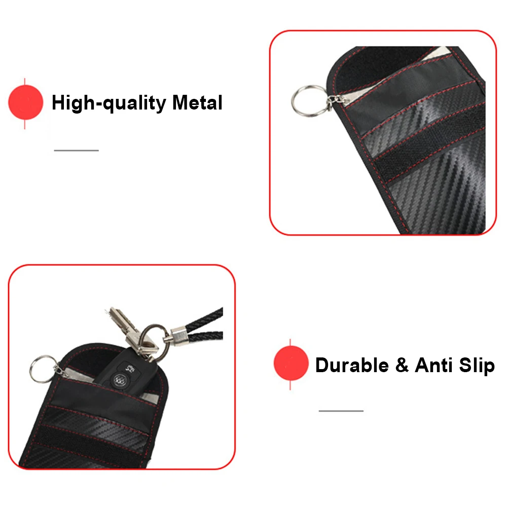 Key Pouch Blocker Anti Theft Rfid Carbon Fiber Pu Leather Car Key Signal Fob Holder Blocker Blocking Organizer Pouch