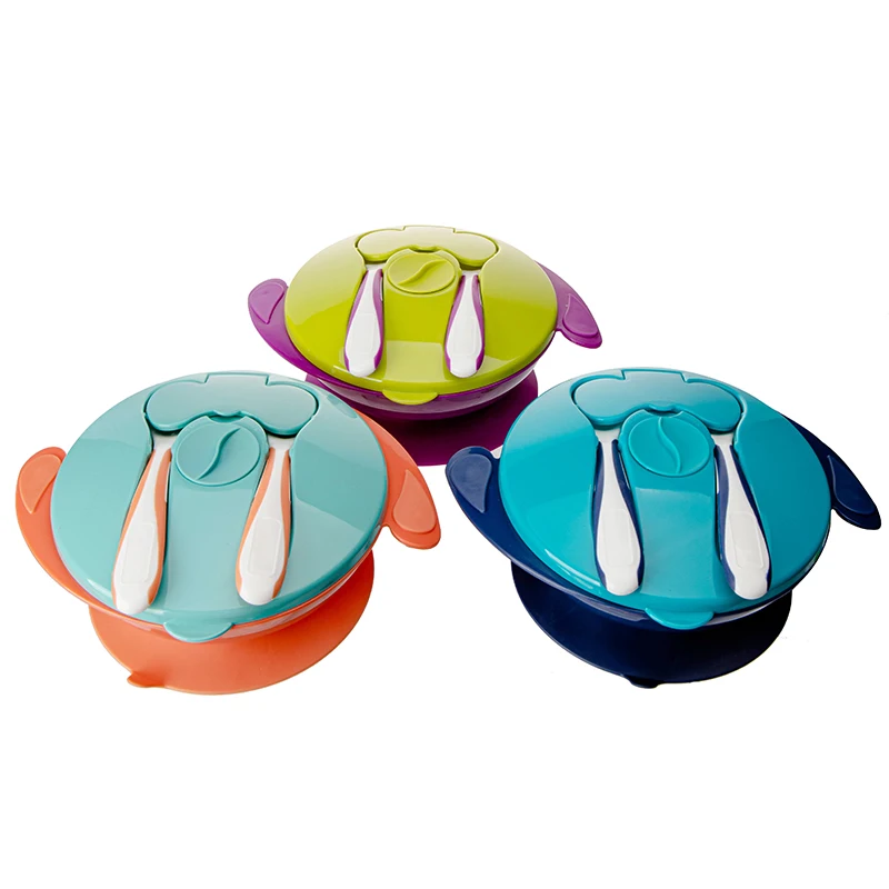Mumlove Product newest design sweet baby suction bowl with child cutlery fork and spoon sets baby food warmer bowl