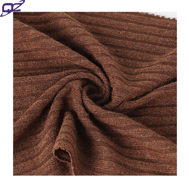 Sustainable NTR TR Polyester Rayon blend Wide Hacci Rib Knit fabric for unisex clothes casual dress