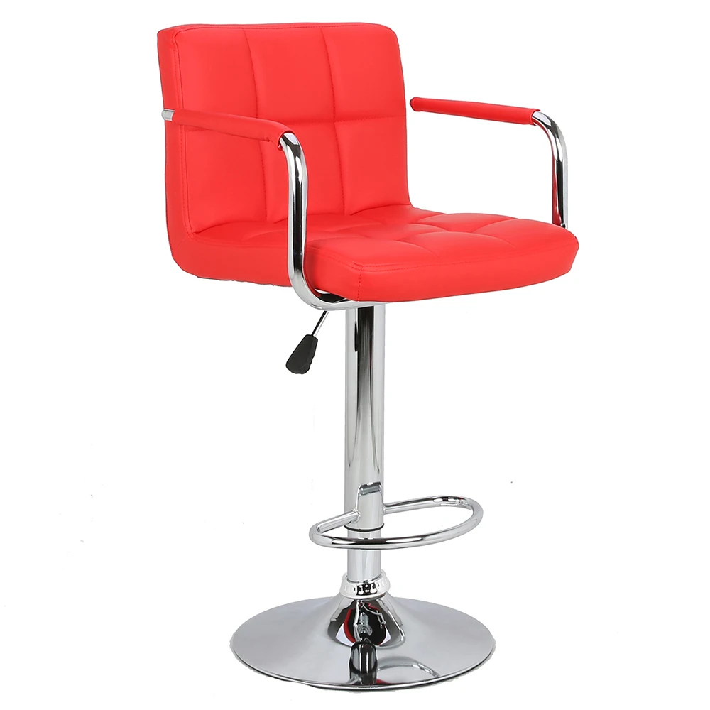 Modern Swivel High Bar Chair with Chrome Metal Base Indoor Kitchen Adjustable Pu Leather Customized Logo Commercial Furniture