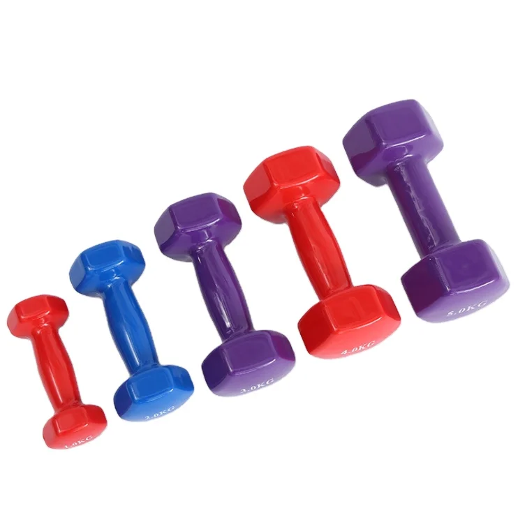 Wholesale  Gym Fitness Training Equipment Portable Colorful Rubber Hex Dumbbell