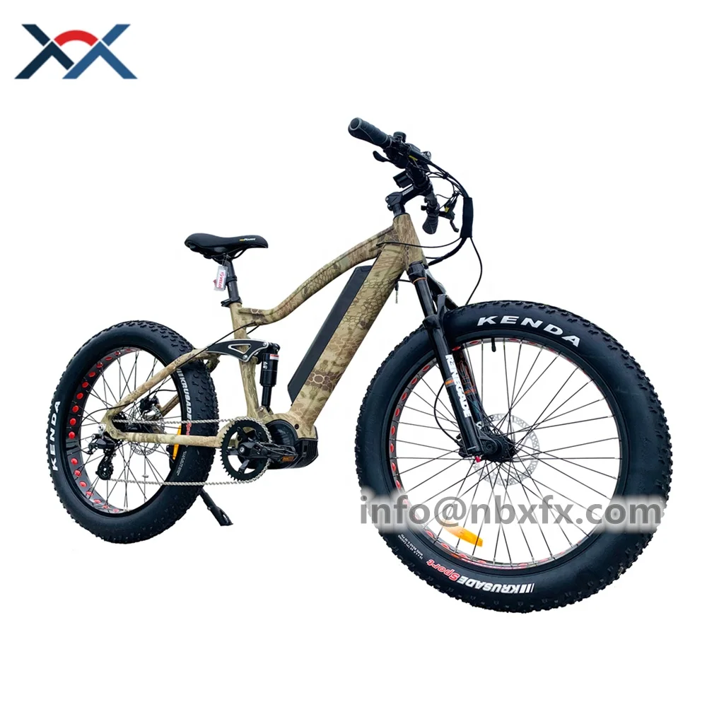 Big Power 1000W Mid Drive Electric Bicycle 21Ah Lithium Battery Full Suspension Ebike MTB Hunting Bike