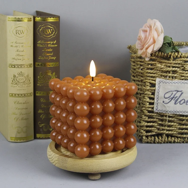 Home decorative elegant real wax flickering battery bubble flameless led candle with 3D real flame