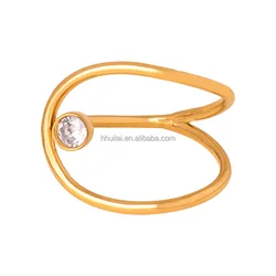 Wholesale Custom Fine Fashion Jewelry 18K Gold Plated Stainless Steel Acrylic Ring Crystal Zircon Shell Heart Ring For Women
