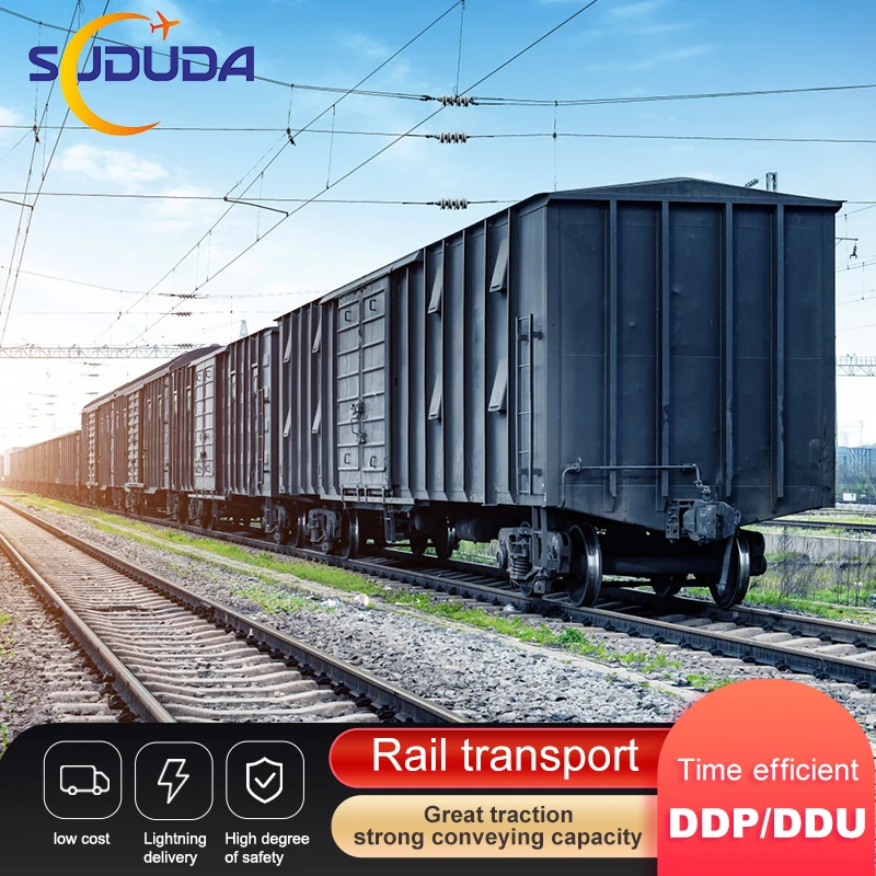 Fast amazon ddp door to door train transport railway freight forwarder shipping to Europe france Portugal Ukraine poland