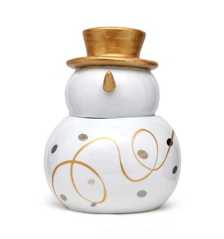 3D Christmas kitchen coffee/tea/sugar gift canister jar with golden silver handpainting