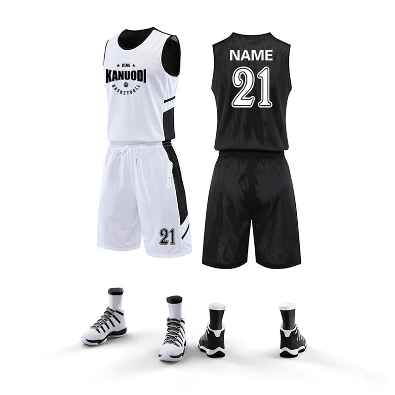 In Stock Best Style 100% Polyester Youth Basketball Reversible Uniform