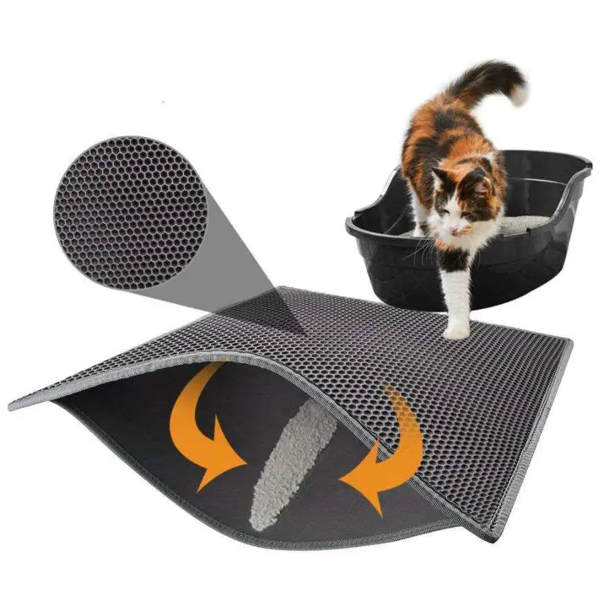 Custom Detachable Waterproof Double Layer Eco Friendly Pet Sand Litter Trapper Clean Toilet Mat Pad