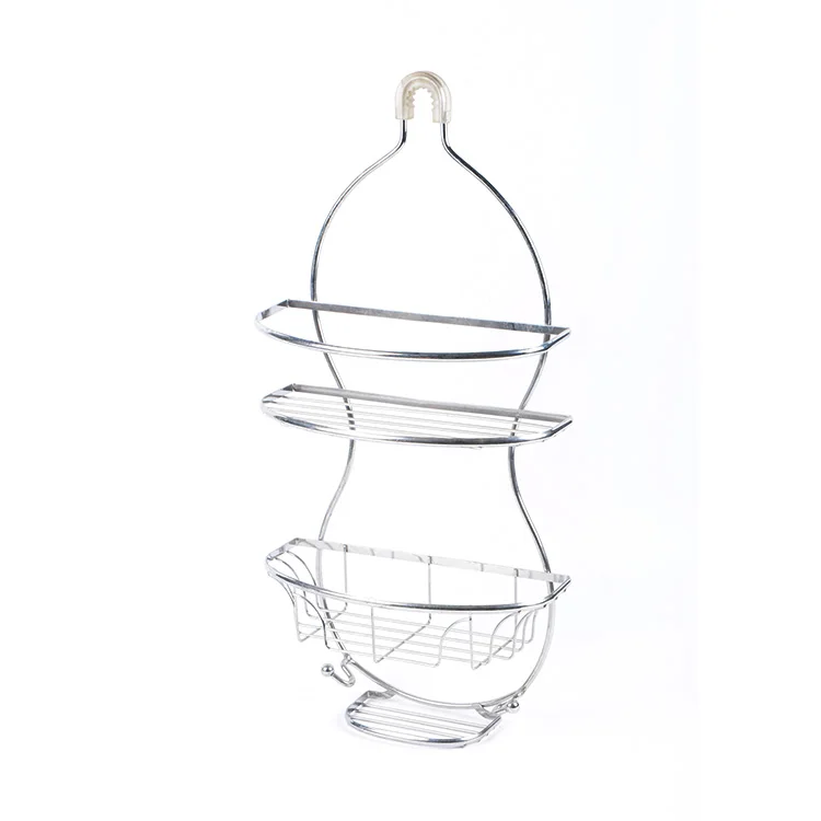 
hanging mesh metal Corner silver standing bathroom suction 3 tier shower caddy 
