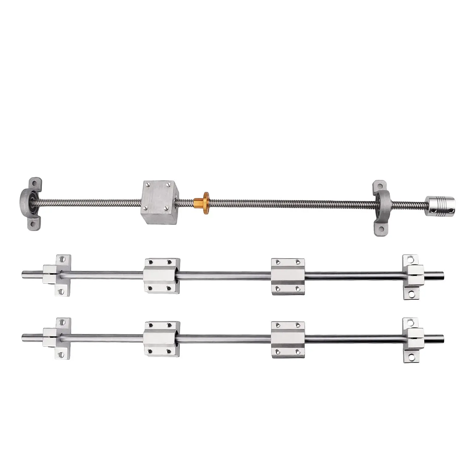T8 Guide Screw Kit 2x200mm Linear Motion Rod Shaft Guide 4 x Linear Slides 4 x SK8 Shaft Supports and 1 x Flex Shaft Coupler