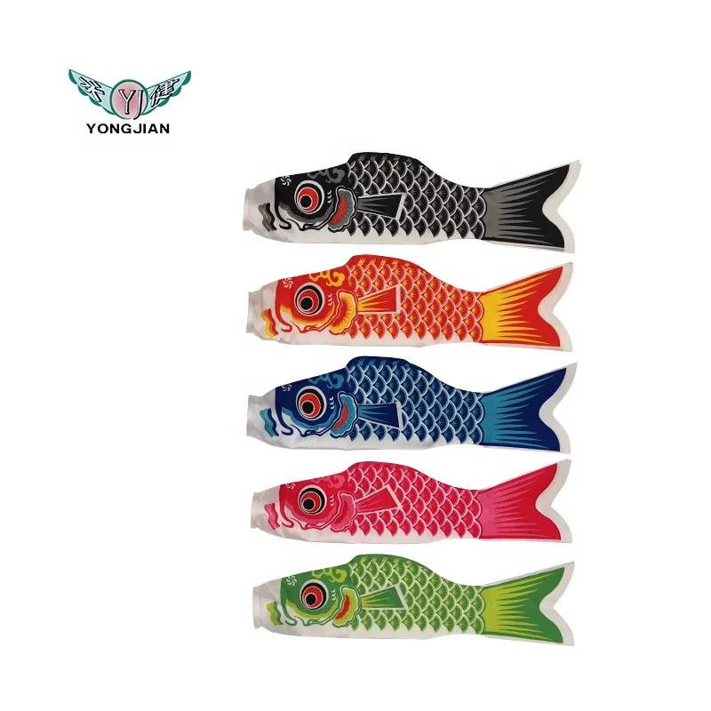 Best Quality Satin Fabric Different Size 50/70/100/150/200cm Satin Fabric Custom Japanese Koi Nobori Carp Wind Socks