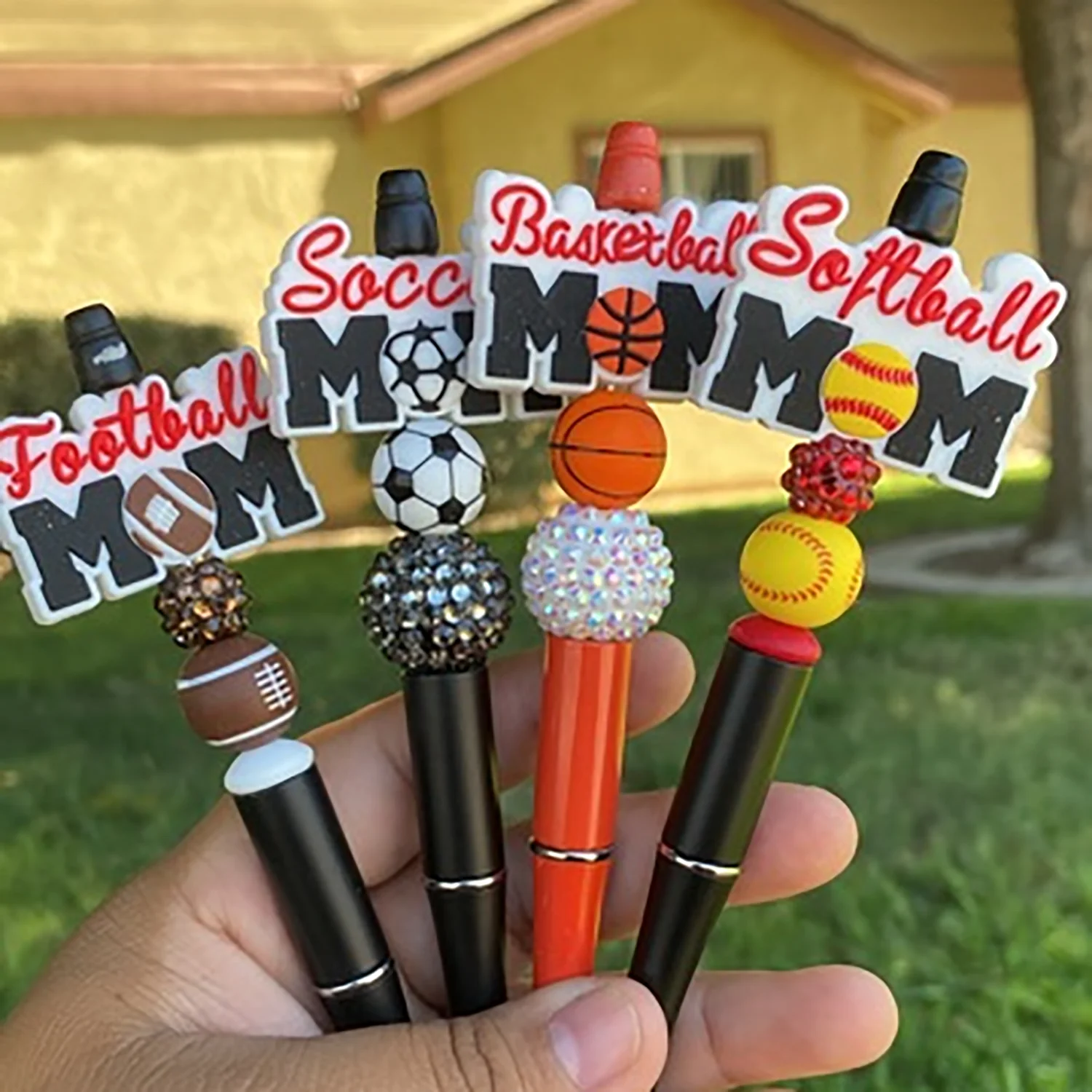 Promotion Food Grade Pattern Rectangle Printing Ball Making Pen Bracelet Silicone Focal Beads