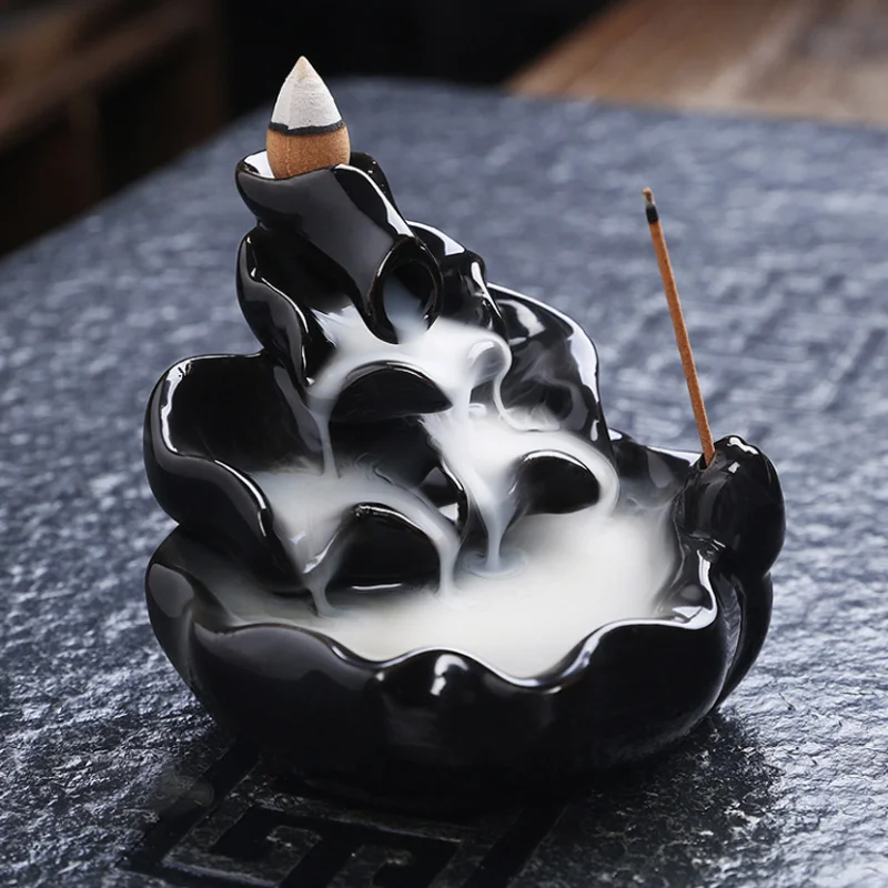 Creative ceramic ornaments reverse flow sandalwood Incense Stick Holder back inserted incense burner tower