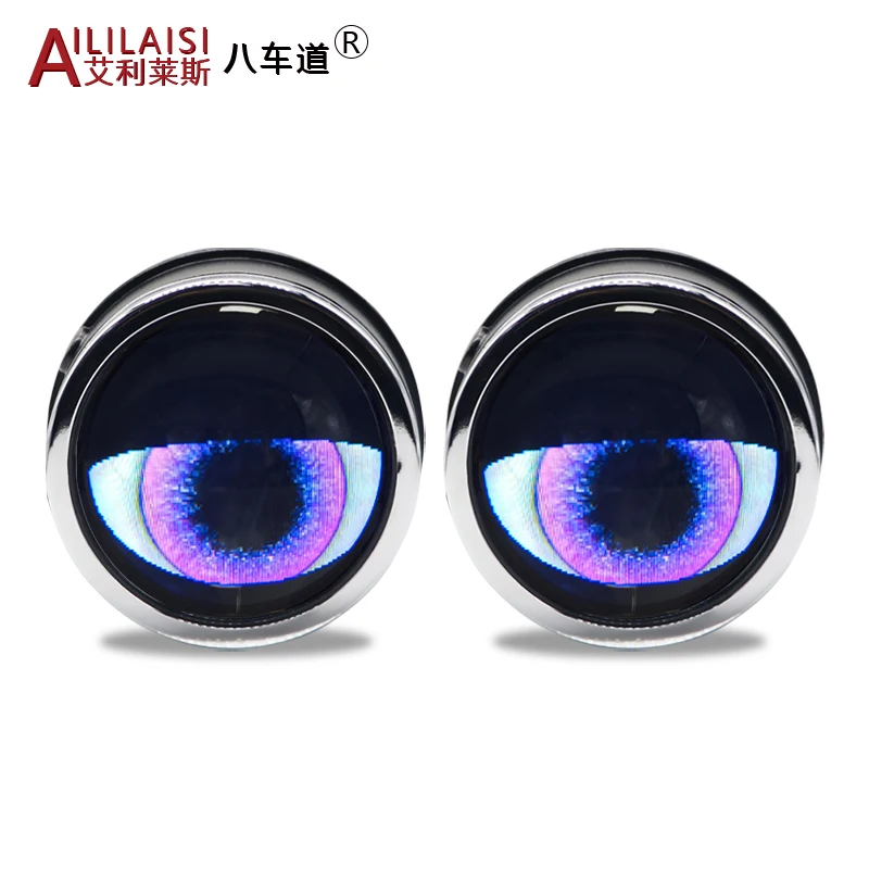 Aililaisi Wifi control3 inch most Popular Car Led Headlight Blink Angel Eye Devil Eye for Turning Driving Lens fog lamp light