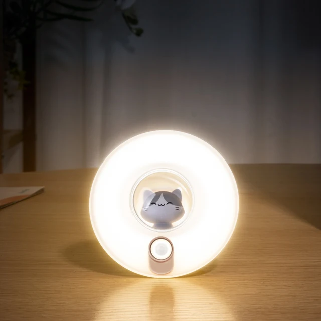 Прикроватный светильник с датчиком движения ночник милым котом 3000 К теплый желтый свет USB Type-C перезаряжаемый магнит