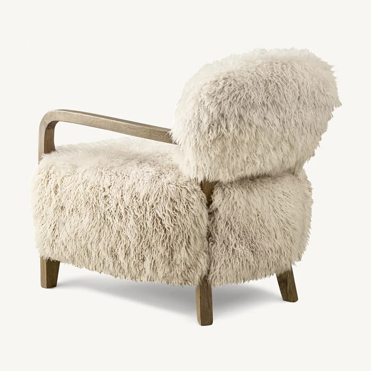 Faddish Black Brushy  Fabric and Wooden Frame Taddeus Chair Living Room Oak Chair