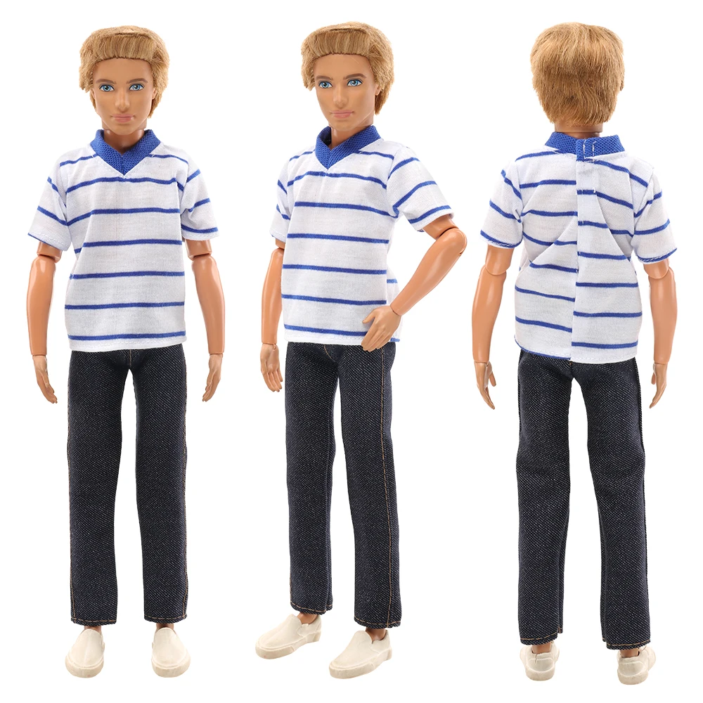 Fashion Handmade 7 Items/Lot Doll Accessories=5 Ken Clothes +2 Ken Shoes Kids Toys Outfit For Ken Dressing Game DIY Girl Present