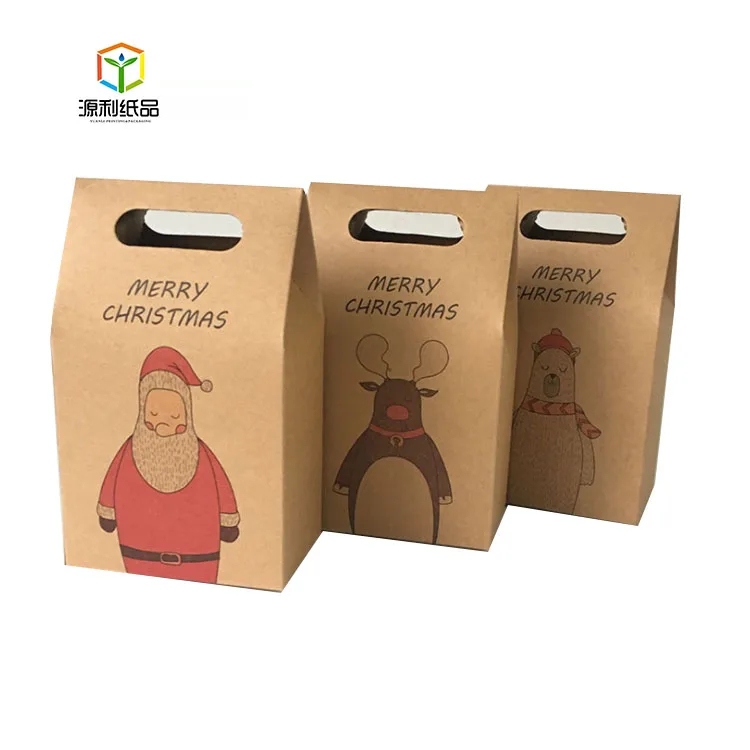 High End Christmas Small Unique Kraft Candy Apple Cake Felt Paper Bags With Handle for Gifts