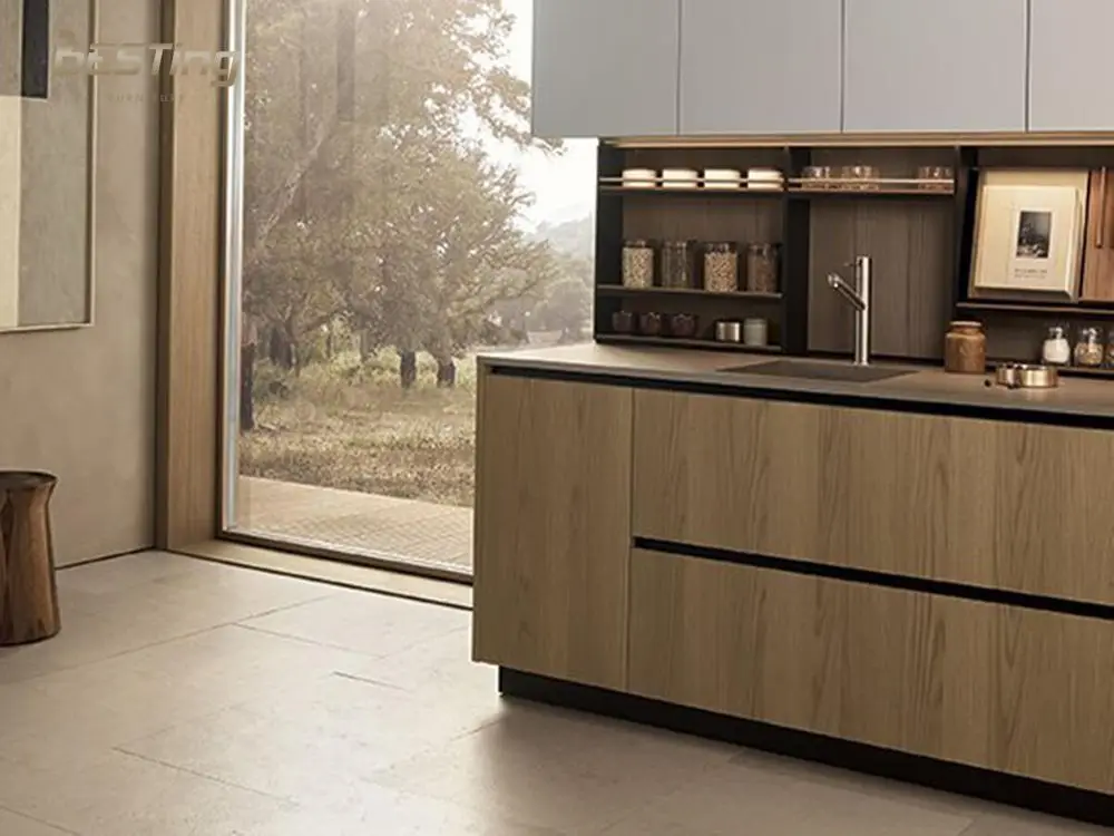 Australia modern new melamine/pvc full kitchen cabinet set sunmica designs