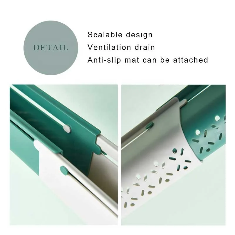 Kitchen Plastic Retractable Dishcloth Sponge Storage Shelf Holder Foldable Over Sink Drain Basket Telescopic Sink Rack